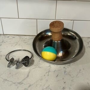 Stainless Steel and Wood Spinning Toy Set